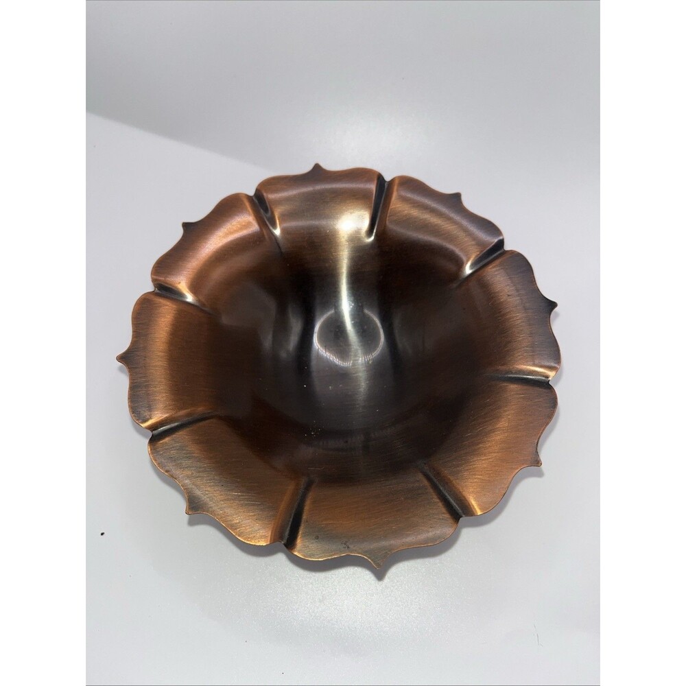 Coppercraft Guild Pedestal Scalloped Bowl Dish-Made in Massachusetts-USA